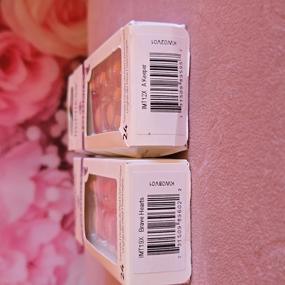 ImPress press-on toe nails NEW set of 2 french manicure, silver, pink - Picture 3 of 4